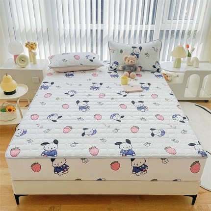 恒尚居 2024新款小清新印花水洗棉大豆夹棉床笠 草莓狗狗