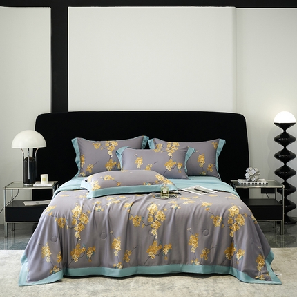 91家纺网 家纺一手货源 找家纺 （总）时亿家居 2024新款兰精天丝印花夏被四件套