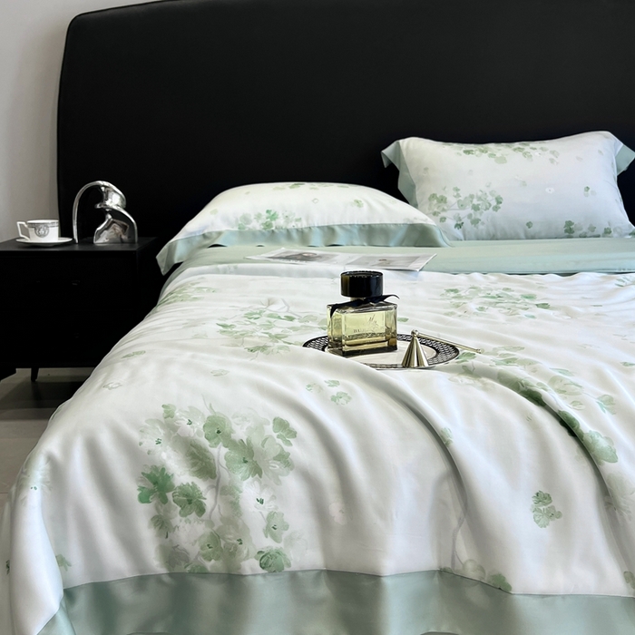 91家纺网 家纺一手货源 找家纺 南通朵美纺织品有限公司 2024新款50支天丝印花单夏被 武陵春（绿）