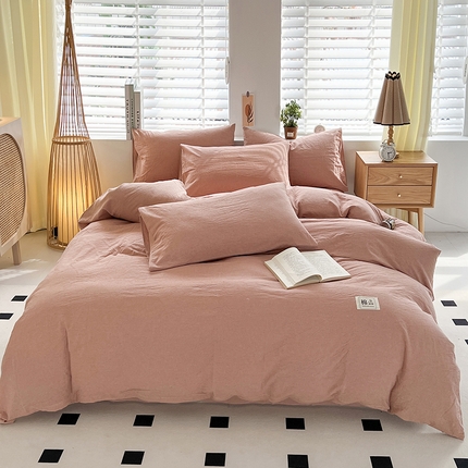 梦莱斯 2024新款亲肤水洗棉四件套 驼红