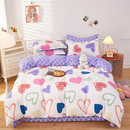 91家纺网 家纺一手货源 找家纺 （总）美宜家 2025新款140克小清新磨毛印花学生四件套