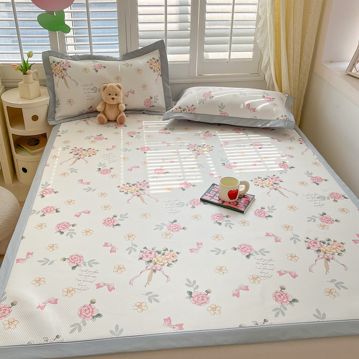 91家纺网 家纺一手货源 找家纺 星座-2025大斜纹复合冰丝凉席 拈花湾粉