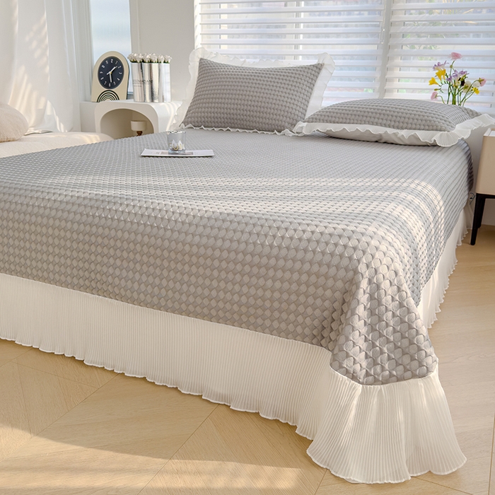 91家纺网 家纺一手货源 找家纺 （总）冬然家纺 2024新款素色花边系列冰豆豆凉席 