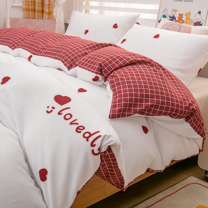 91家纺网 家纺一手货源 找家纺 莎臣豹 2025新款植物羊绒印花四件套 甜蜜蜜