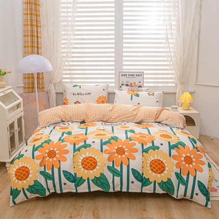 91家纺网 家纺一手货源 找家纺 莎臣豹 2025新款植物羊绒印花四件套 向日葵