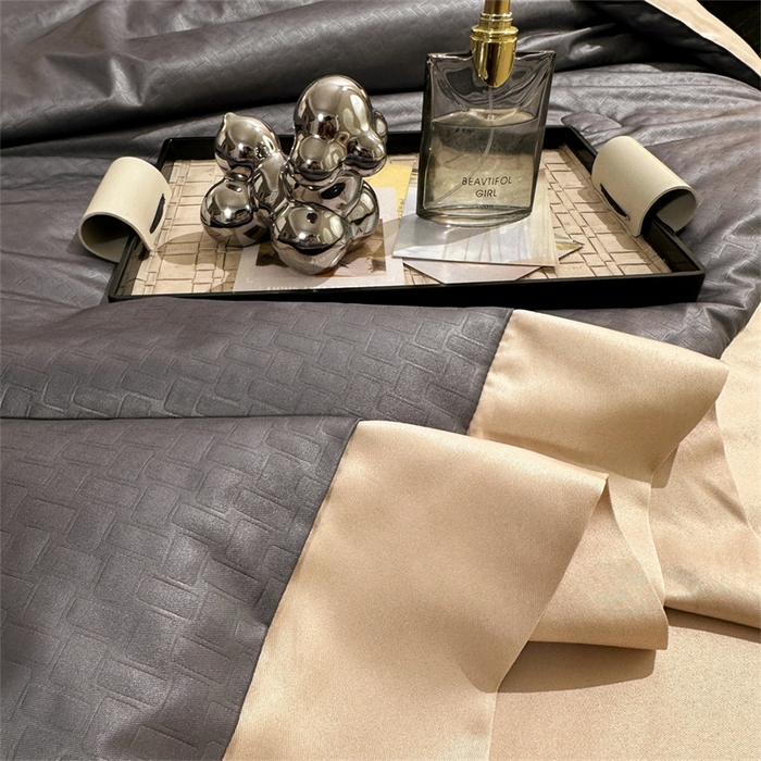 91家纺网 家纺一手货源 找家纺 古吉梦 2024新款水洗真丝提花夏被--迪梦 高级灰+奶茶