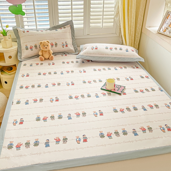 91家纺网 家纺一手货源 找家纺 星座-2025大斜纹复合冰丝凉席 萌熊印象