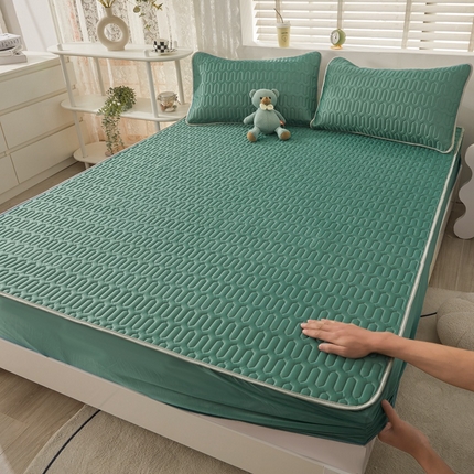 91家纺网 家纺一手货源 找家纺 （总）湘之帛 2024直播新款加厚印花凉感丝乳胶凉席床笠款三件套