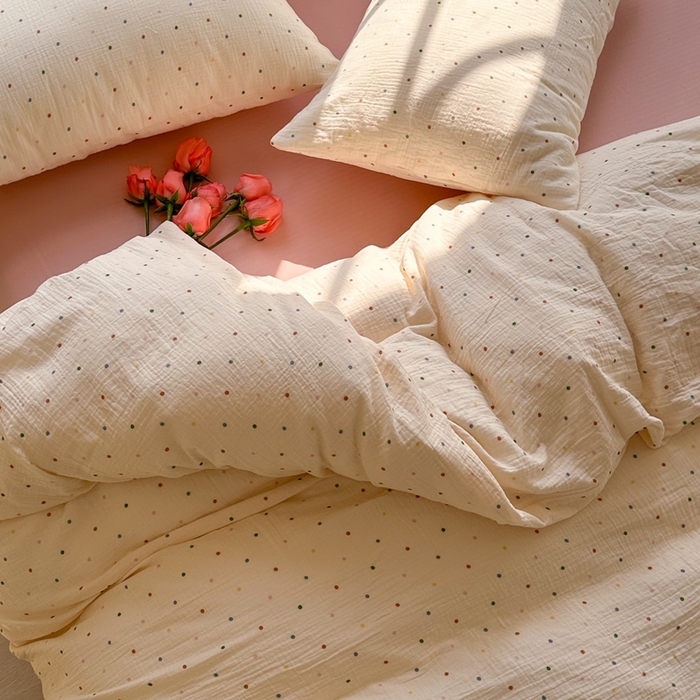 91家纺网 家纺一手货源 找家纺 洋铭区（原狠狠爱）  2024新款皱皱纱四件套 彩色星空