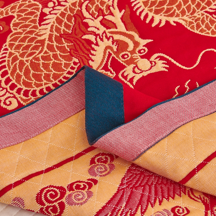 91家纺网 家纺一手货源 找家纺 美宜家 2025新款龙年全棉国潮大红多层纱布枕巾情侣婚庆枕巾52*78一对装 龙凤呈祥一对