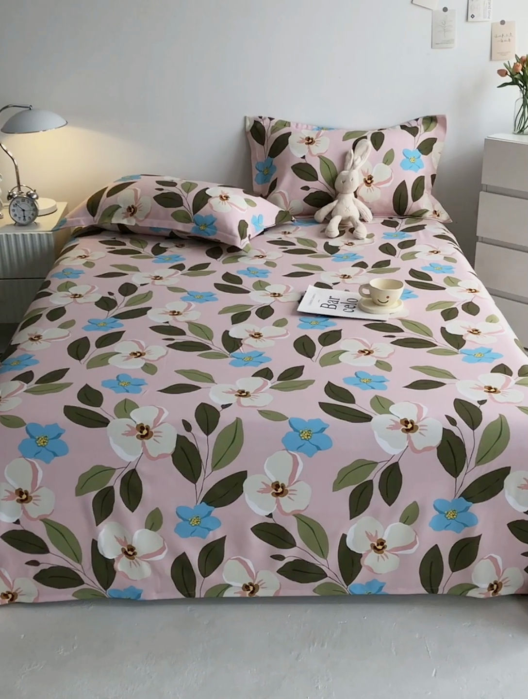 91家纺网 家纺一手货源 找家纺 金泰莱 2025新款印花竹纤维凉席三件套软凉席竹席盖毯子 轻舞-粉