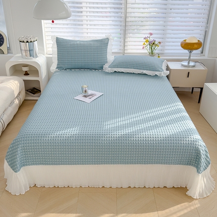 91家纺网 家纺一手货源 找家纺 （总）冬然家纺 2024新款素色花边系列冰豆豆凉席 