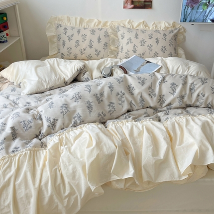 91家纺网 家纺一手货源 找家纺 （总）轻奢坊2024新款田园风法式花边四件套-素锦系列