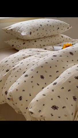 91家纺网 家纺一手货源 找家纺 洋铭区（原狠狠爱）  2024新款皱皱纱四件套 黑色蔷薇