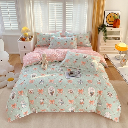 美宜家  2025新款植物羊绒加厚斜纹磨毛单被套四件套 初享时光