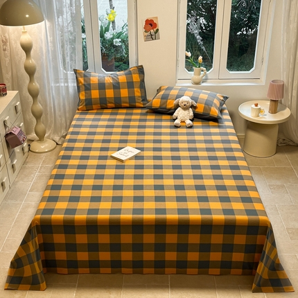 91家纺网 家纺一手货源 找家纺 （总）蓝邻 2024新款全棉无印风全棉色织水洗棉单品床单