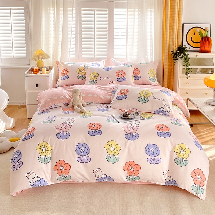 91家纺网 家纺一手货源 找家纺 美宜家 2025新款植物羊绒加厚斜纹磨毛单被套 青青花田