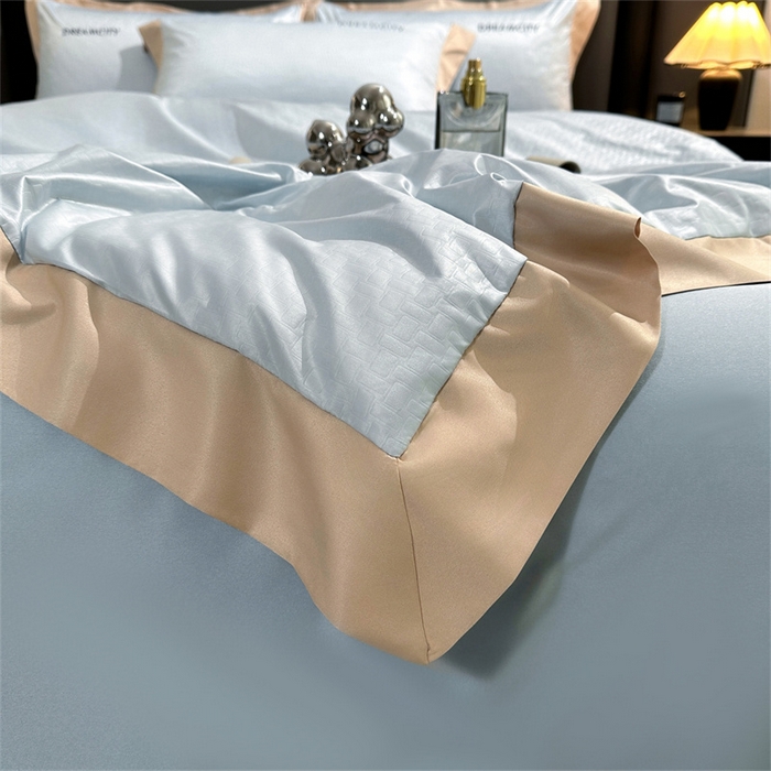 91家纺网 家纺一手货源 找家纺 古吉梦 2024新款水洗真丝提花夏被--迪梦 天空蓝+海青