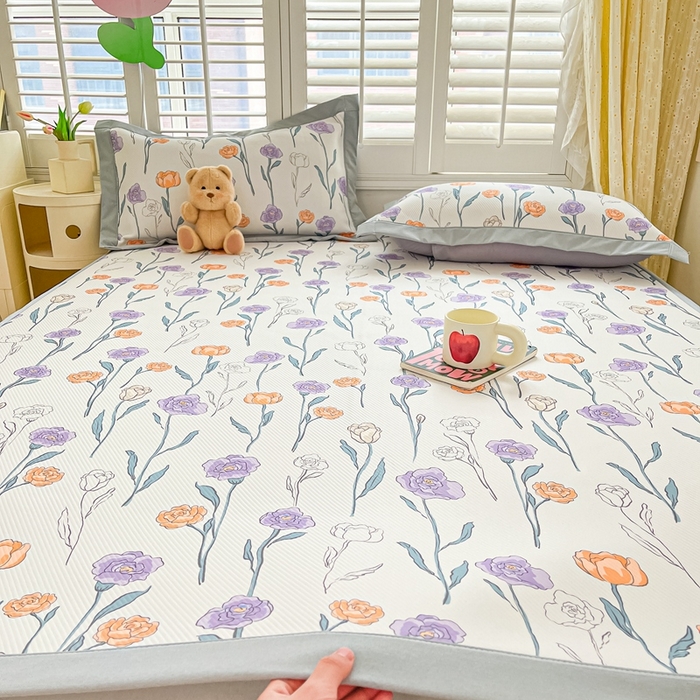 91家纺网 家纺一手货源 找家纺 星座-2025大斜纹复合冰丝凉席 恋恋花语