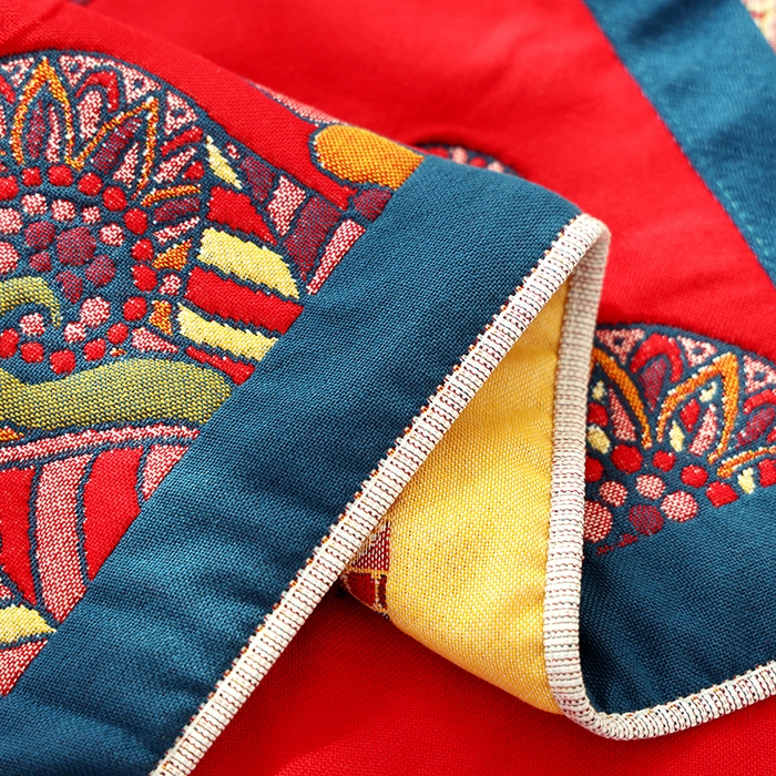 91家纺网 家纺一手货源 找家纺 朴尔毛巾被 2024年全棉加厚八层纱布喜庆民族风婚庆系列枕巾 福运满满 52*78cm