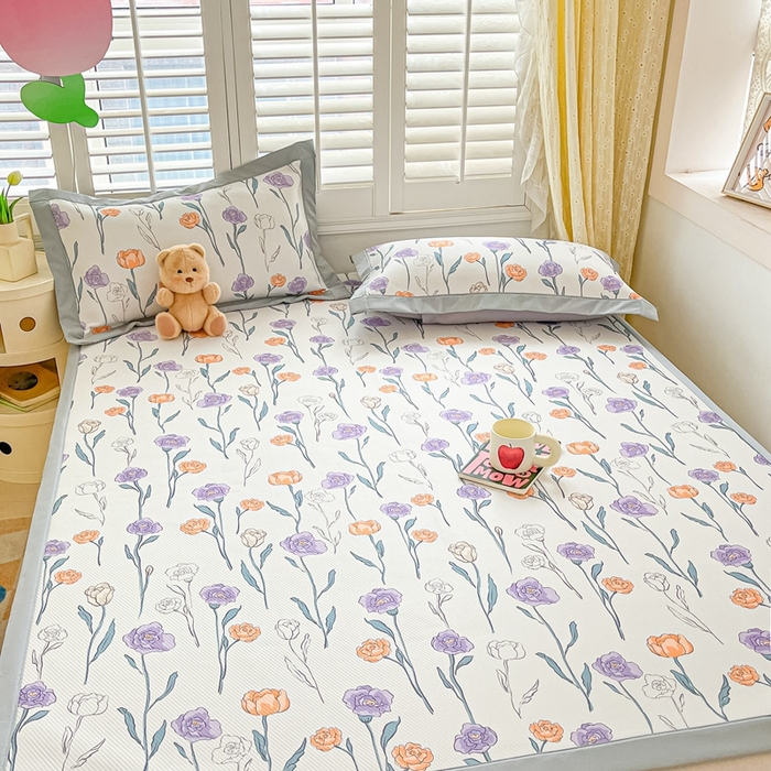 91家纺网 家纺一手货源 找家纺 星座-2025大斜纹复合冰丝凉席 恋恋花语