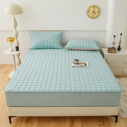 91家纺网 家纺一手货源 找家纺 恒尚居 2024新款水洗棉大豆夹棉床笠 浅绿色