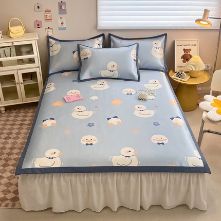 91家纺网 家纺一手货源 找家纺 （总）懒猫家纺 2024新款600D数码印花冰藤凉席-床单款