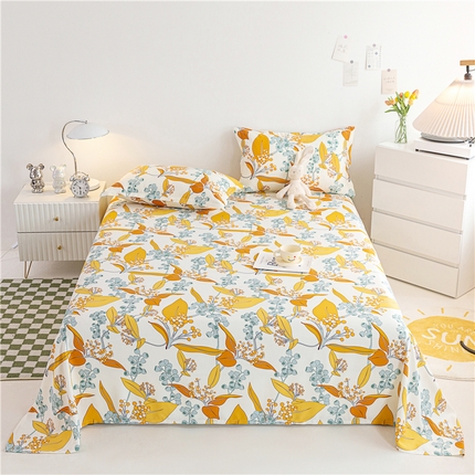 金泰莱 2025新款印花竹纤维凉席三件套软凉席竹席盖毯子 洛神-米