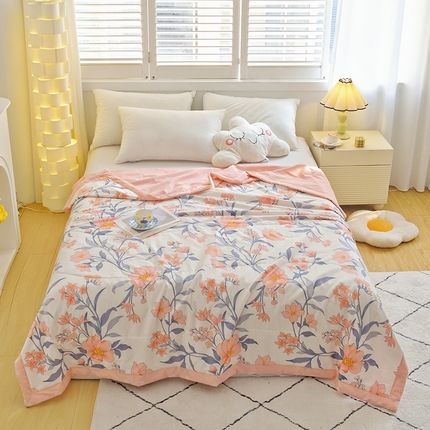 91家纺网 家纺一手货源 找家纺 德芙 2024新款全棉小碎花夏被被子被芯 杏雨梨花