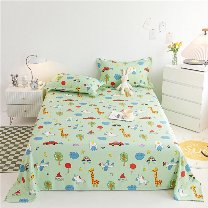 91家纺网 家纺一手货源 找家纺 金泰莱 2025新款印花竹纤维凉席三件套软凉席竹席盖毯子 动物派对