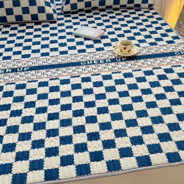 91家纺网 家纺一手货源 找家纺 福来临 2025新款印花凉感丝含胶凉席夏被三件套四件套 含胶凉席-格调