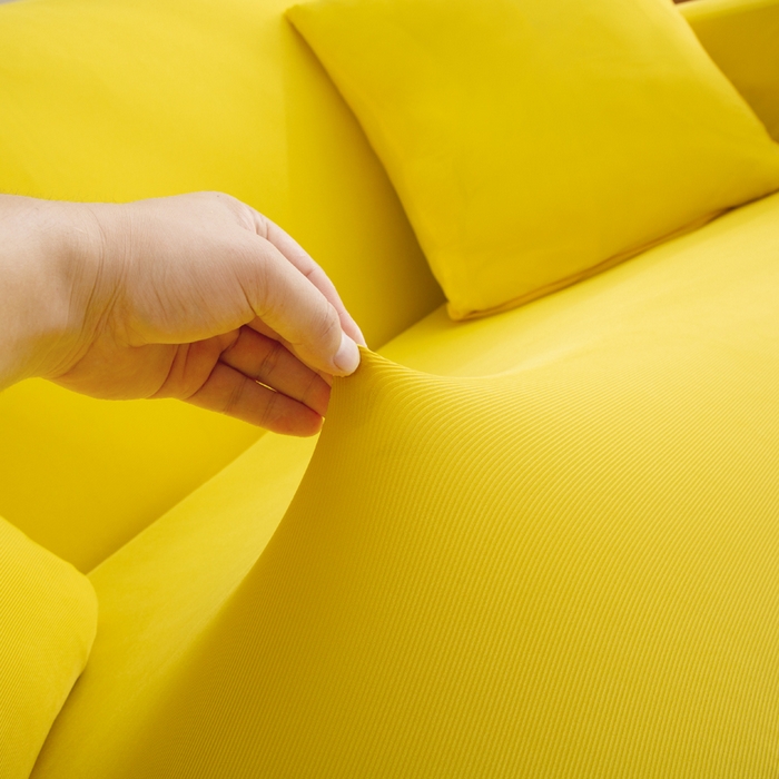 91家纺网 家纺一手货源 找家纺 兴妮雅家纺 2024新款凉感丝沙发套 凉感丝黄色