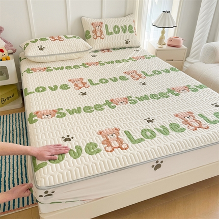 91家纺网 家纺一手货源 找家纺 （总）湘之帛 2024直播新款加厚印花凉感丝乳胶凉席床笠款三件套