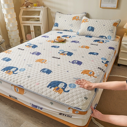 91家纺网 家纺一手货源 找家纺 小萌虎 2024新款冰丝胶质凉席-床笠款 富贵象