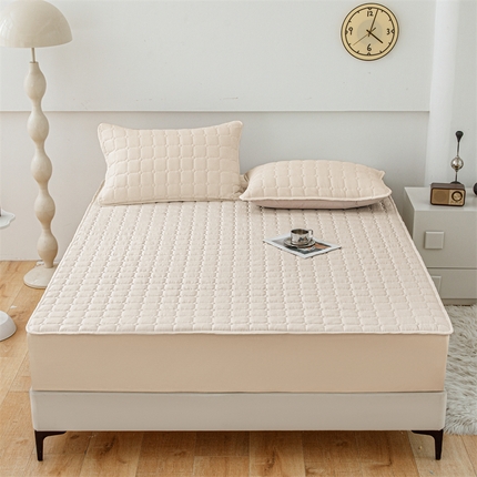 91家纺网 家纺一手货源 找家纺 恒尚居 2024新款水洗棉大豆夹棉床笠 卡其色