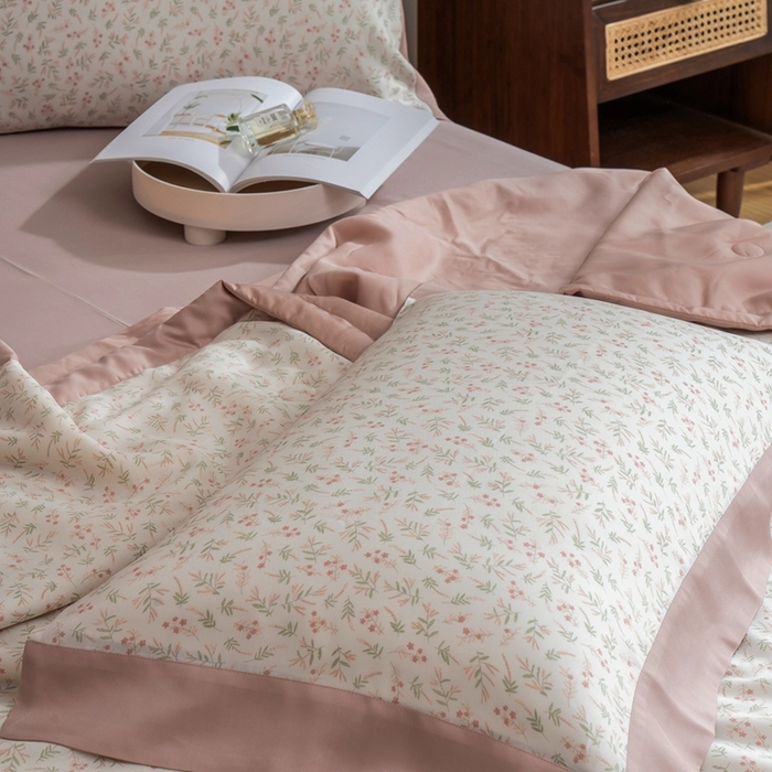 91家纺网 家纺一手货源 找家纺 黛舒家居 2024新款莱赛尔天丝大豆夏被四件套 梦瑾