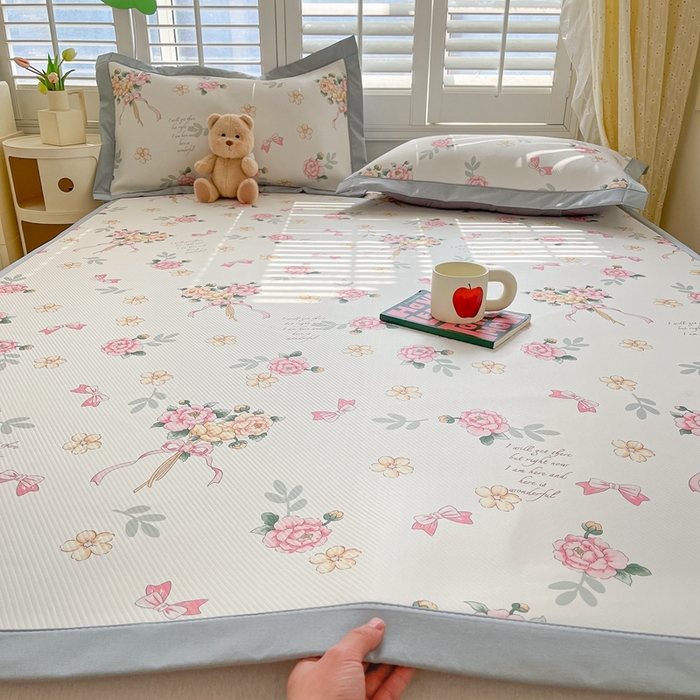 91家纺网 家纺一手货源 找家纺 星座-2025大斜纹复合冰丝凉席 拈花湾粉