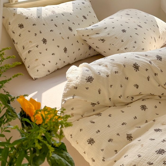 91家纺网 家纺一手货源 找家纺 洋铭区（原狠狠爱）  2024新款皱皱纱四件套 黑色蔷薇