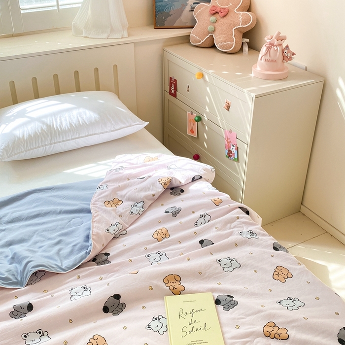 91家纺网 家纺一手货源 找家纺 梵克保罗  2024新款水洗棉印花大豆夏被 萌汪