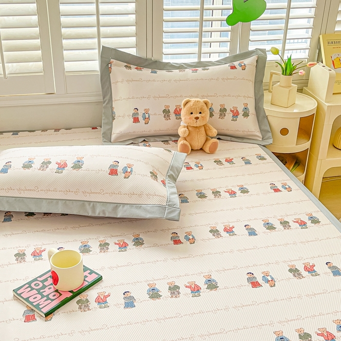 91家纺网 家纺一手货源 找家纺 星座-2025大斜纹复合冰丝凉席 萌熊印象