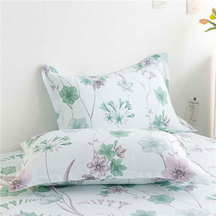 91家纺网 家纺一手货源 找家纺 金泰莱 2025新款印花竹纤维凉席三件套软凉席竹席盖毯子 清风絮语-绿