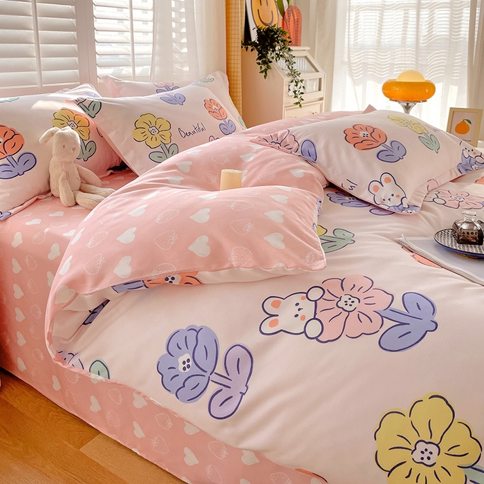 91家纺网 家纺一手货源 找家纺 美宜家 2025新款植物羊绒加厚斜纹磨毛单被套 青青花田