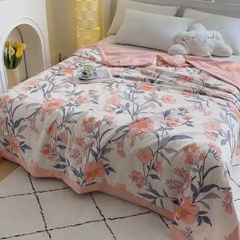 91家纺网 家纺一手货源 找家纺 德芙 2024新款全棉小碎花夏被被子被芯 杏雨梨花