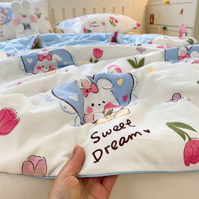 91家纺网 家纺一手货源 找家纺 梵克保罗  2024新款水洗棉印花大豆夏被 郁金香