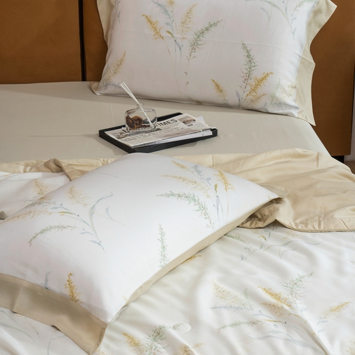 91家纺网 家纺一手货源 找家纺 黛舒家居 2024新款莱赛尔天丝大豆夏被四件套 宛夏