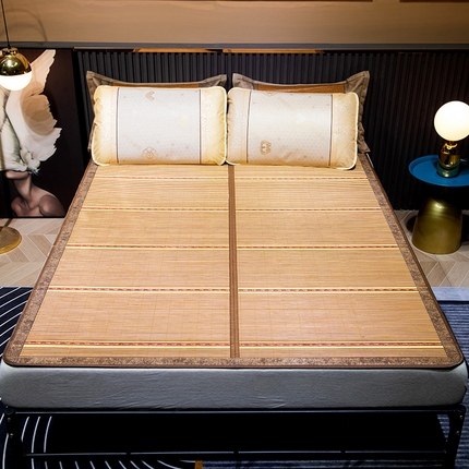 91家纺网 家纺一手货源 找家纺 新月家纺（锦威郎） 2024新款夏季竹席冰藤折叠双面席子 黄金海岸2