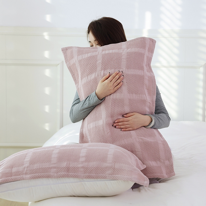 91家纺网 家纺一手货源 找家纺 （总）朴尔毛巾被2024年新品全棉质朴方格风立体华夫格透气纱布枕巾