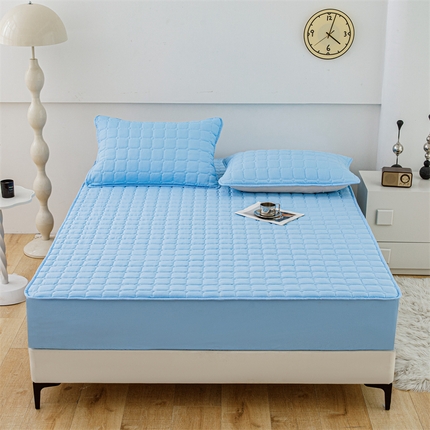 91家纺网 家纺一手货源 找家纺 恒尚居 2024新款水洗棉大豆夹棉床笠 浅蓝色