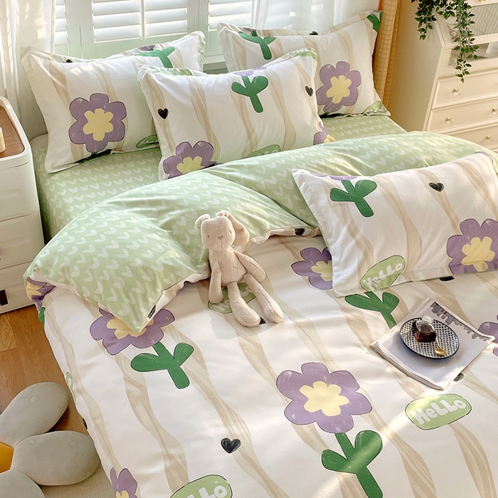 91家纺网 家纺一手货源 找家纺 美宜家  2025新款植物羊绒加厚斜纹磨毛单被套四件套 春意阑珊