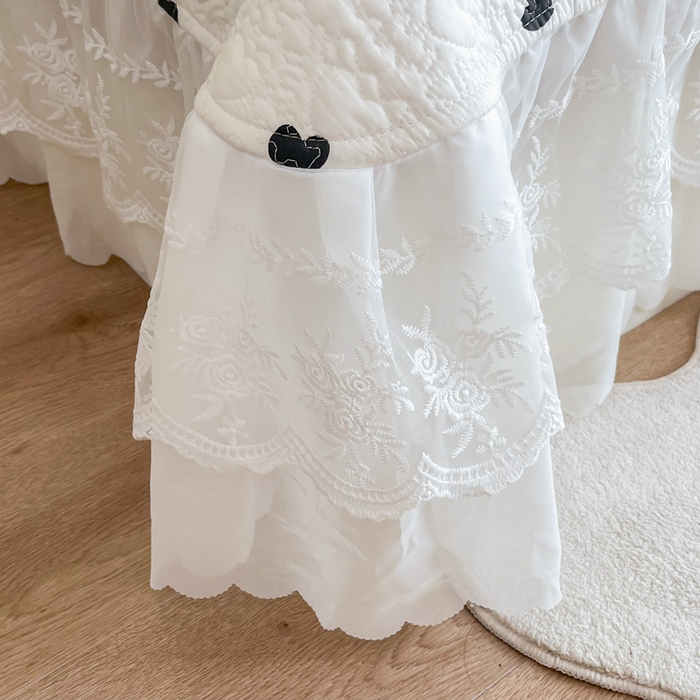 91家纺网 家纺一手货源 找家纺 添越 2024新款雪纺蕾丝款纯棉床盖四件套-比心